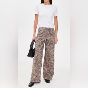 Marli Denim Leopard Print Wide-Leg Pants